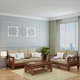 Trinity Solid Sheesham Wood 5 Seater Sofa Set With Coffee Table (3+2, Natural Finish)